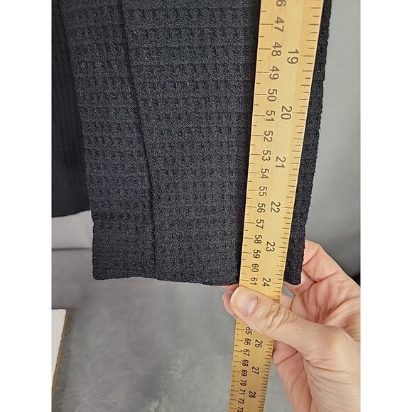 Eileen Fisher Sz Med Black Waffle Knit Tencel Cotton Blend Cardigan Long Pockets - Picture 8 of 13